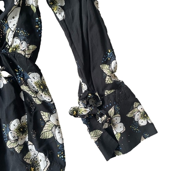 Free People Black Tuscan Dreams Floral Blouse, S - Picture 10 of 14